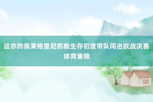 这亦然佩莱格里尼抓教生存初度带队闯进欧战决赛体育集锦