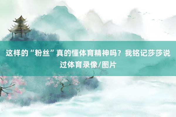 这样的“粉丝”真的懂体育精神吗？我铭记莎莎说过体育录像/图片