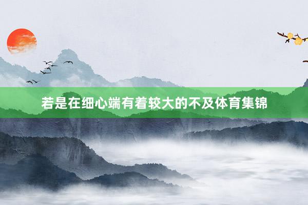 若是在细心端有着较大的不及体育集锦